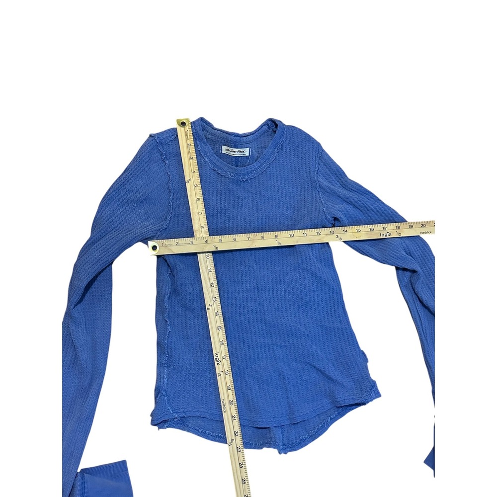 We The Free Free People Blue Waffle Knit Thermal Long Sleeve Top Small - Picture 10 of 10